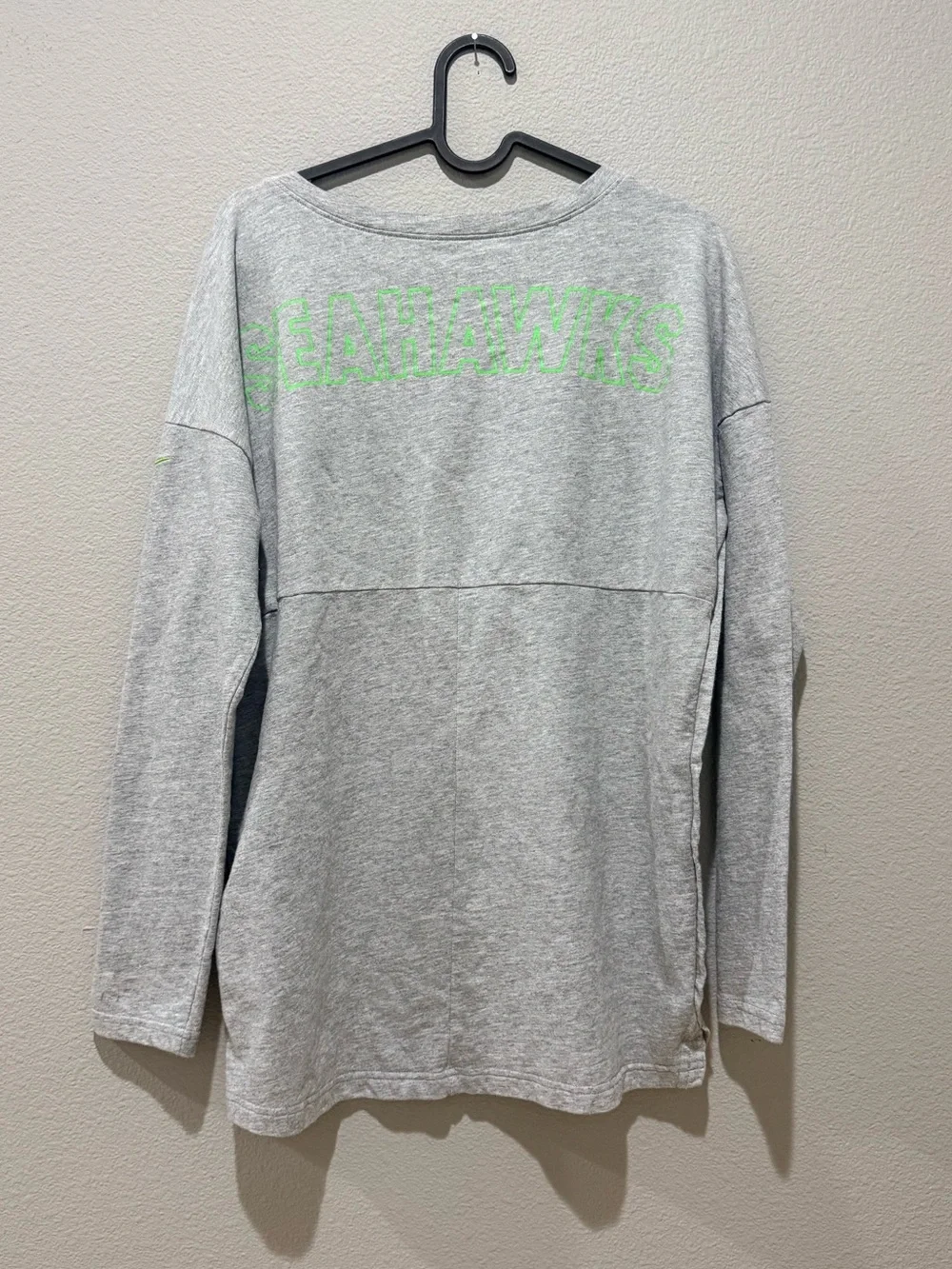 Nike Team Apparel NFL Seattle Seahawks Grey Graphic Long Sleeve Top Size L